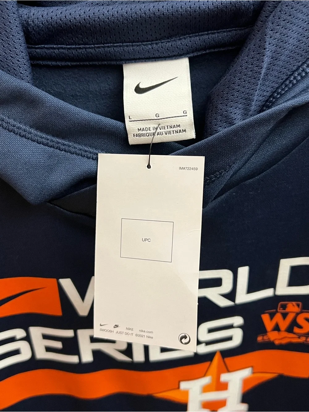 Nike Houston Astros 2022 World Series Navy Pullover Hoodie Men's L NWT